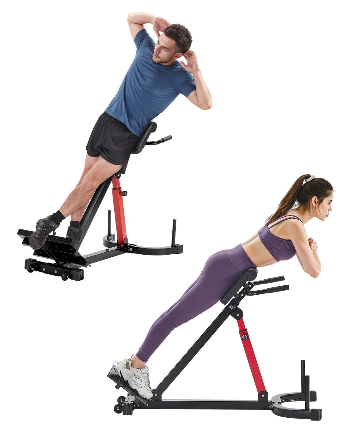 VEVOR Roman Chair Hyperextension Bench, 350 lbs Adjustable Extension Machine, Multi-Function Exercise Equipment for Glute, Hamstring, Lower Back, and Ab Workout, Fitness Weight Bench for Home Gym