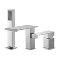 thumbnail image 1 of VEVOR Roman Tub Faucet, 3 Hole Waterfall Bathtub Faucet, Roman Bathtub Faucets Set with Shower Head & 1 Handle, Deck Mount Bath Tub Faucets Set for Adult Bathing, Brushed Stainless Steel, Drip-Free, 1 of 9