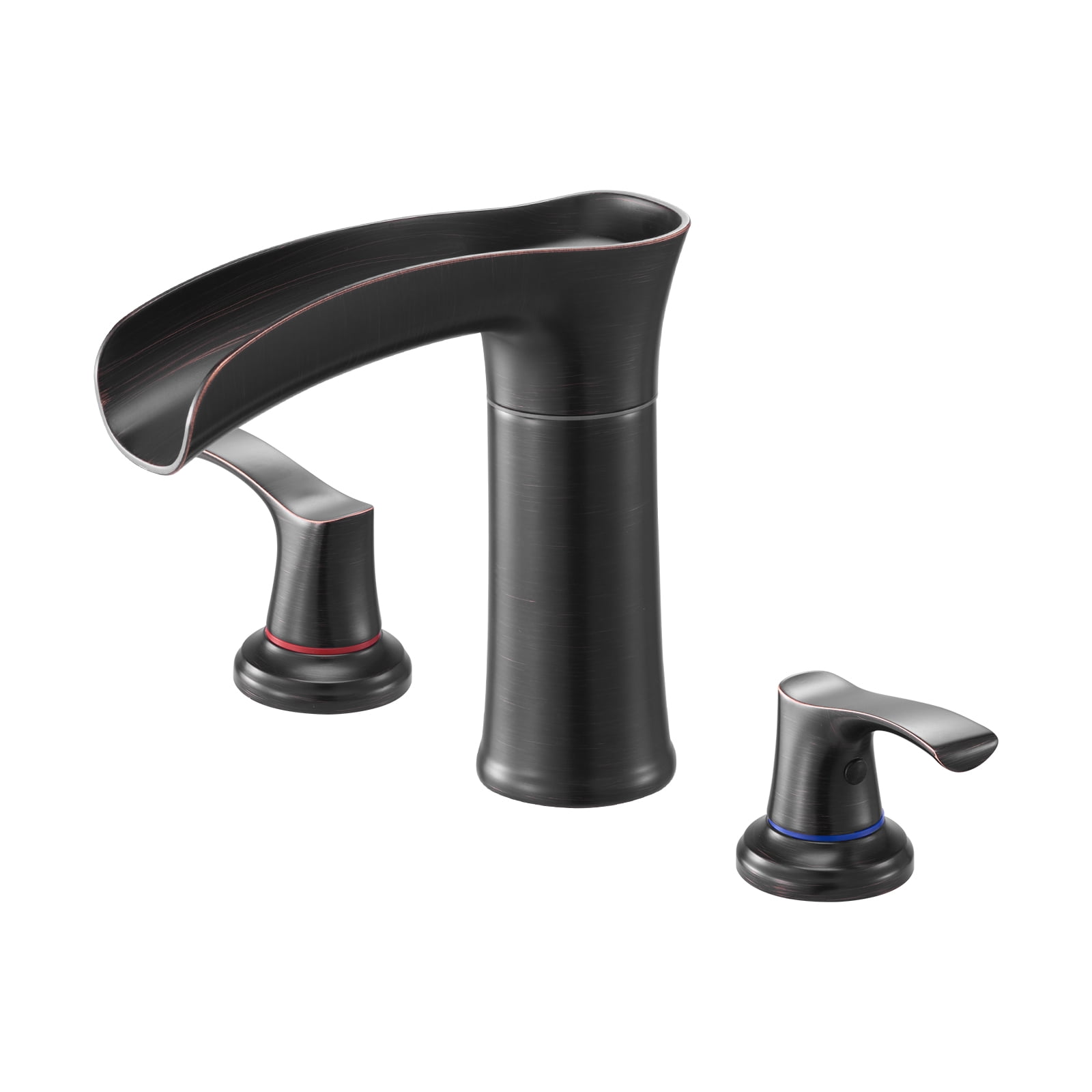 VEVOR Roman Tub Faucet, 3 Hole Waterfall Bathtub Faucet, Zinc Alloy Bath Tubs Faucets Set with 2 Handles, Deck Mount Bath Tub Faucets Set for Pet Washing, Baby Care,Adult Bathing,Oil-Rubbed Bronze
