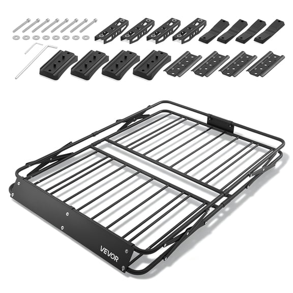 VEVOR Roof Rack Cargo Basket, 46 x 36 x 4 in, Heavy Duty Roof Top Carrier Basket with Folding Design, 200 lbs Capacity, All-Weather Easy-Install Car Top Luggage Holder,Universal Fit for SUV Truck Car