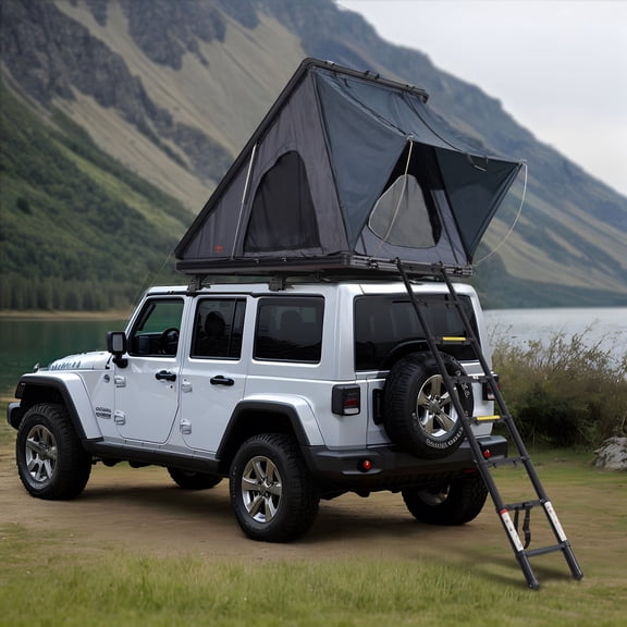 VEVOR Rooftop Tent Hard Shell,Rooftop Tent Hardshell for 2-3 Person, Hard Shell Roof Top Tent with Telescopic Ladder Thick Mattress, Waterproof Windproof for Jeep SUV Van Pickup Truck