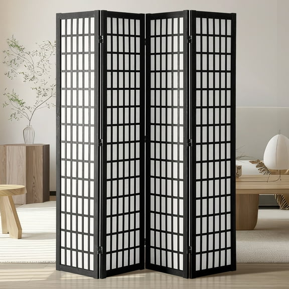 VEVOR Room Divider, 4 Panel Japanese Room Divider, Wood Folding Privacy Screen Indoor, Japanese Partition Dividers Portable Decoration Screens, for Room Separation Home Office Restaurant & Bedroom