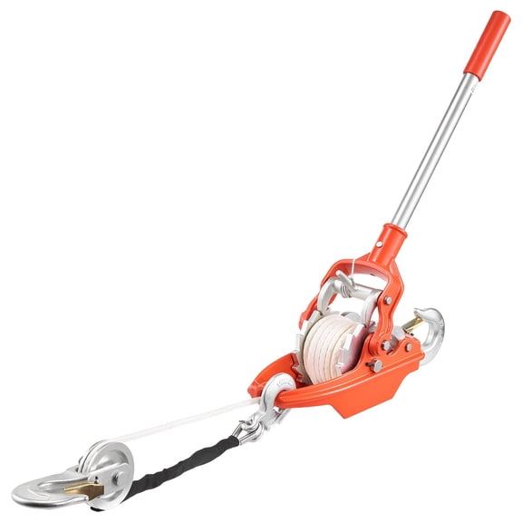 VEVOR Rope Puller, 6614 lbs Pulling Capacity, Heavy Duty Ratchet Power Puller Tool with 35 ft of 0.3 in Diameter Rope & 2 Hooks, Come Along Winch for Tree Felling, Moving Boats, Road Recovery