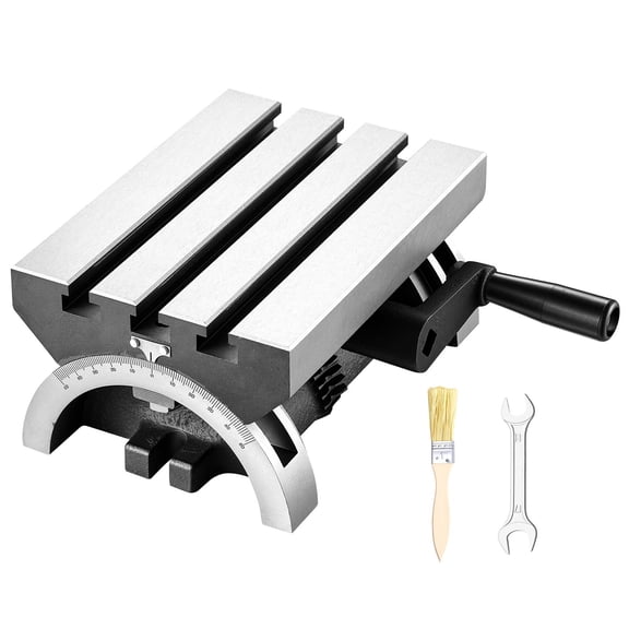 VEVOR Rotary Table 7 x 5 in Tilting Milling Table Heavy Duty Cast Iron Body, Robust & Durable, with 0-45 Degree Left & Right Adjustable, Worm Gear, Precision Scale, for Milling Machine, Drill Press
