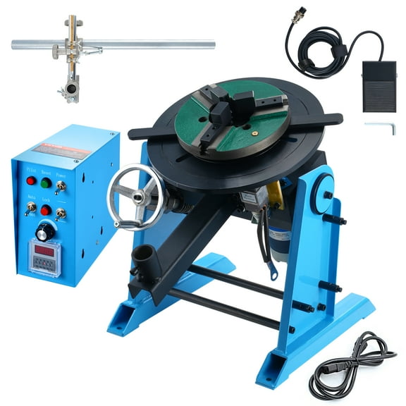 VEVOR Rotary Welding Positioner 66LBS / 30KG, 0-90° Welding Positioning Turntable Table 1-12RPM 80W, with 12.4 Inch 3-Jaw Lathe Chuck & Welding Torch Stand Holder for Cutting, Grinding, Assembly