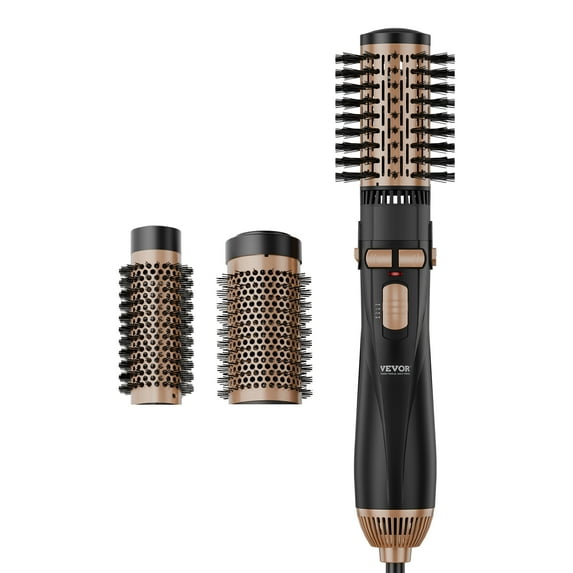 VEVOR Rotating Hair Dryer Brush, Ionic Hot Air Styling Brush Set with 3 Ceramic Coated Head (1.6", 2", 2"), 4 in 1 Hair Dryer Styler and Volumizer, 3-Temp Blow Dryer Brush for Straightening Curling