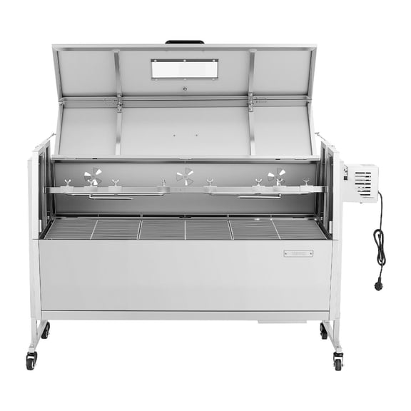 VEVOR Rotisserie Grill, 38W BBQ Outdoor Pig & Lamb Spit Roaster, Charcoal Spit Roaster with 132 LBS Capacity, Wheels & 4-Level Height, Stainless Steel Rotisserie Grill Kit for Camping Outdoor Parties