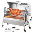 thumbnail image 1 of VEVOR Rotisserie Grill with Hooded Cover, BBQ Whole Pig Lamb Goat Charcoal Spit Grill, 46 Inch 132Lbs Capacity, Electric 52W Motor Stainless Steel Roaster with Viewing Window and Lockable Wheels, 1 of 9