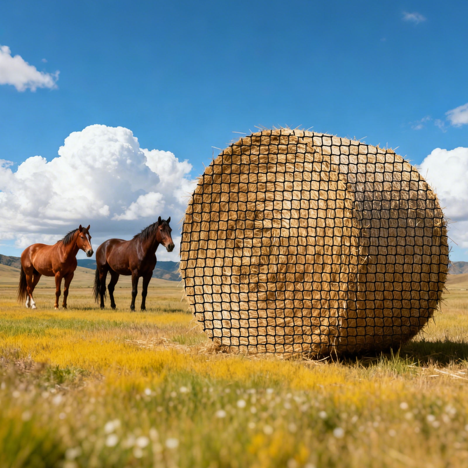 VEVOR Round Bale Hay Net, 5.91 x 5.91 x 5.91 ft, 1.65 inch Holes, PE ...