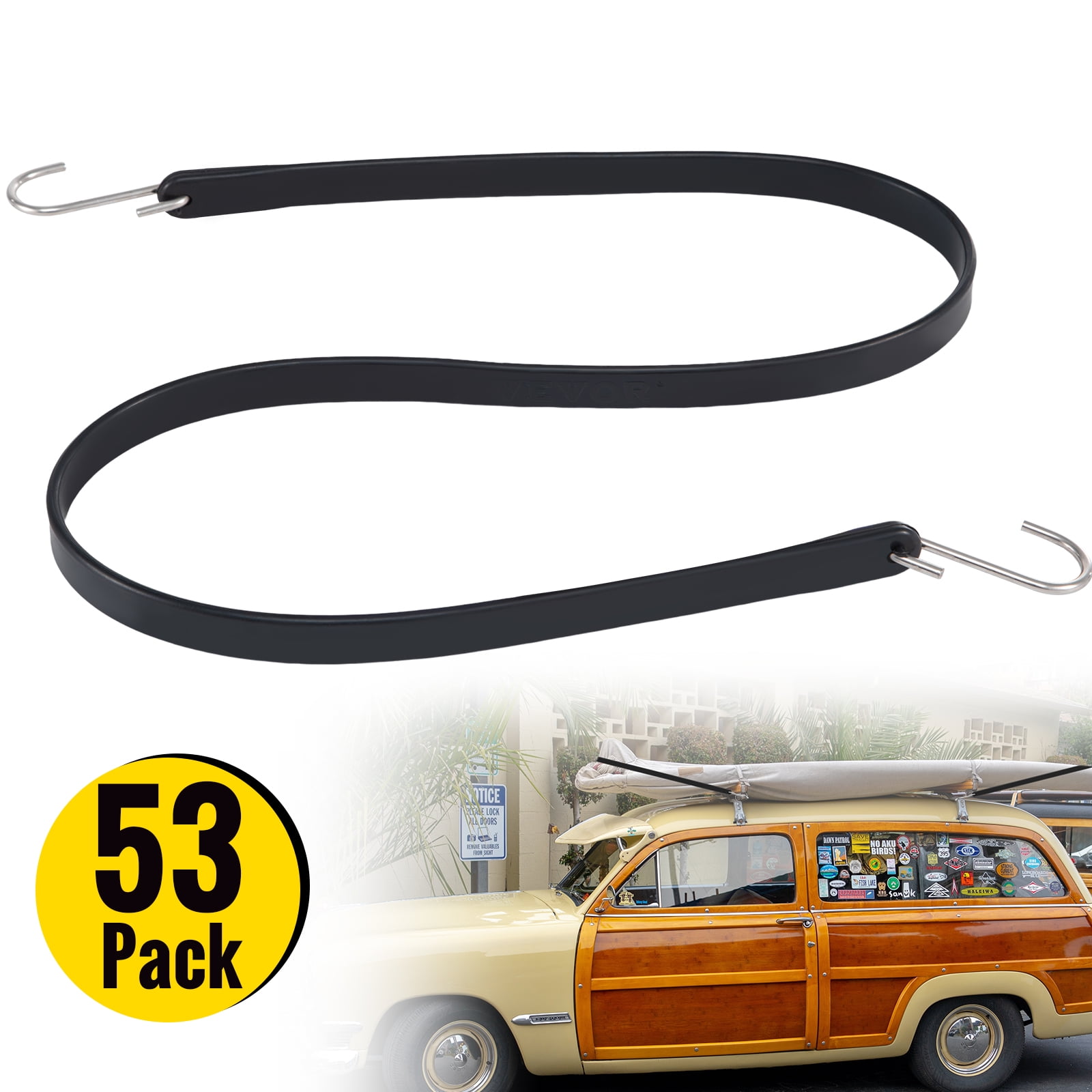 VEVOR Rubber Bungee Cords, 53 Pack 41" Long, Weatherproof Natural