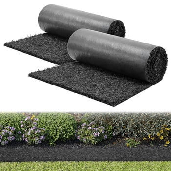 VEVOR Rubber Mulch Mat Roll, 2 Rolls 96 x 22 in Recycled Rubber Mulch Mat, 0.5 Thick Cuttable, Reduced Weed Growth, Natural-Looking Weed Barrier Mat, Permanent Walkway Pathway for Landscaping