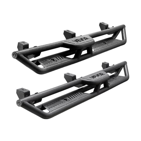 VEVOR Running Boards, 6 Inches Side Steps Compatible with 2018-2025 Jeep Wrangler JL 4 Door, Black Carbon Steel Nerf Bars, 550 lbs Load Capacity, Wide Non-Slip Hollow Surface with Rustproof Coating
