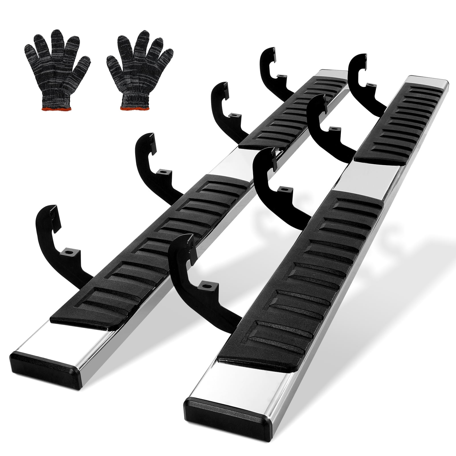 VEVOR Running Boards,6" Step Bars Compatible with 2019-2023 Chevy Silverado/GMC Sierra 1500/2020-2024 Silverado/Sierra 2500/3500HD Crew Cab,201 Stainless Steel Side Steps Nerf Bars,500LBS,2 Piece