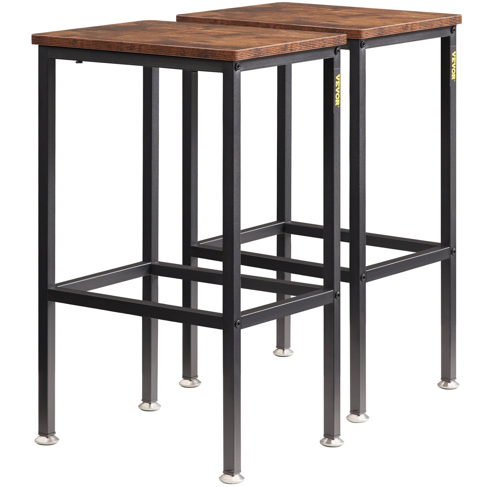 VEVOR Rustic Bar Stools 2 Set Rectangle Counter Bar Chairs with