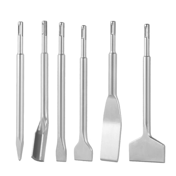 VEVOR SDS Plus Chisel Set, 6pcs SDS Plus Rotary Hammer Drill Attachments, Includes Point, Flat, & U-Groove Chisels, Heat Treated 40Cr Alloy Steel, Sharp Edge for Demolition, Concrete and Brick