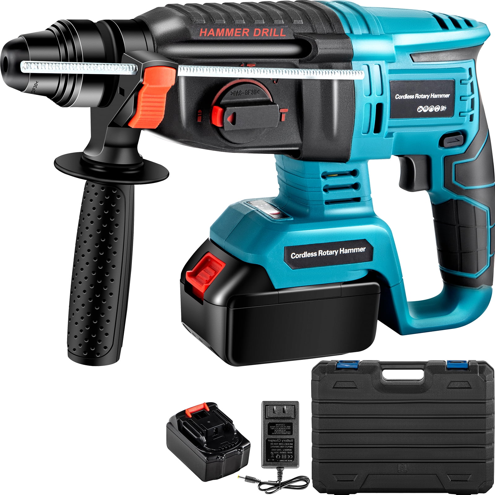 VEVOR SDS-Plus Rotary Drill, 1400 rpm & 450 bpm Variable Speed Electric Hammer, 4 IN 1 Cordless Drill, Measurable Hammer Ideal 1 for Concrete, Steel, and Wood - Walmart.com