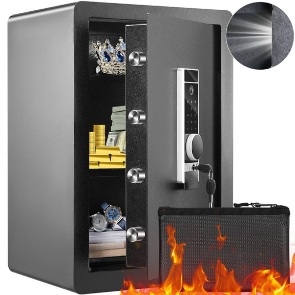 VEVOR Safe, 2.2 Cubic Feet Home Safe, Steel Security Safe with Fingerprint, Digital Keypad and 2 Keys, Cabinet Safe with Large Fire-proof Bag, Protect Cash, Gold, Jewelry, Documents, 15.8x13x23.6 in
