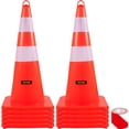 thumbnail image 1 of VEVOR Safety Cones, 10PCS 28" Traffic Cones, PVC Orange Construction Cones, 2 Reflective Collars Traffic Cones with Weighted Base and Hand-Held Ring Used for Traffic Control, Driveway Road Parking, 1 of 7