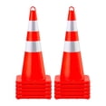 thumbnail image 1 of VEVOR Safety Cones, 10PCS 28" Traffic Cones, PVC Orange Construction Cones, 2 Reflective Collars Traffic Cones with Weighted Base and Hand-Held Ring Used for Traffic Control, Driveway Road Parking, 1 of 9