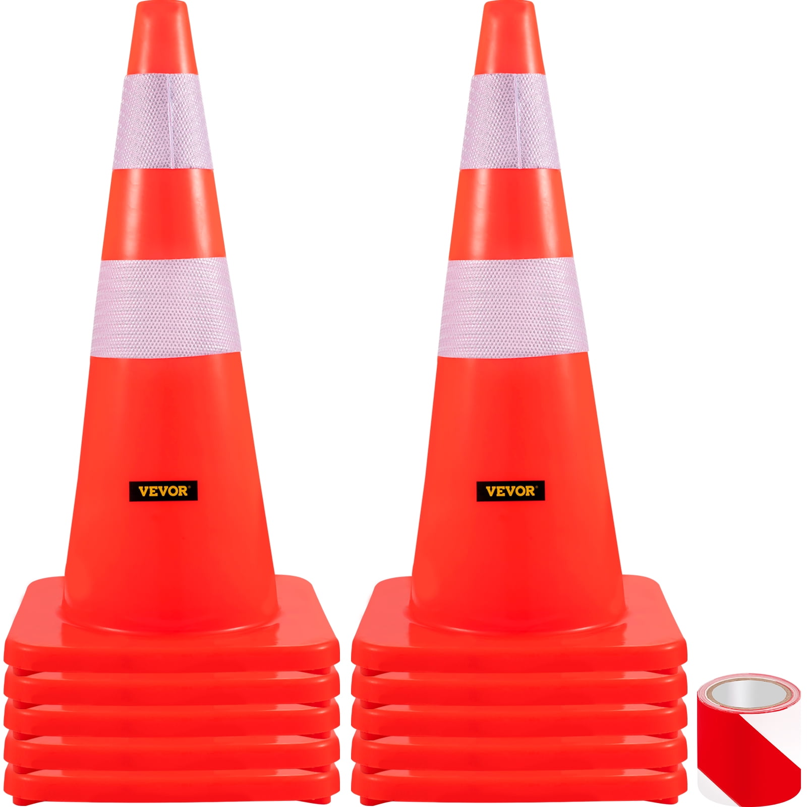 VEVOR Safety Cones, 28 in/73 cm Height, 10 PCS PVC Orange Traffic Cone