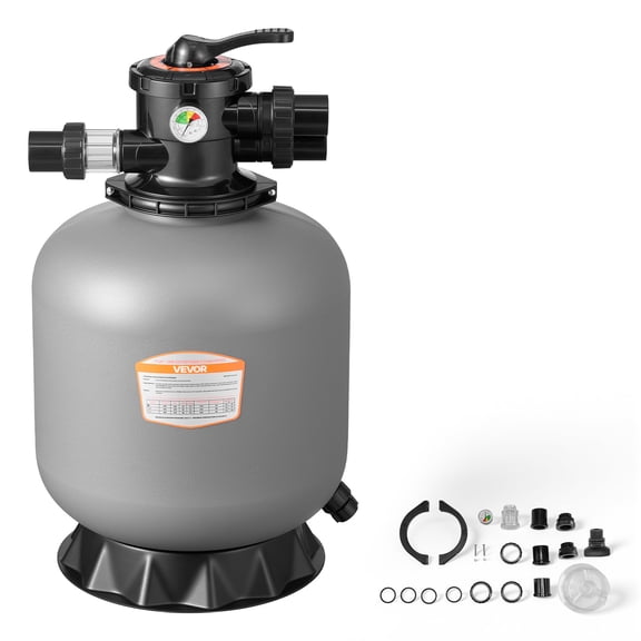VEVOR Sand Filter, 18-Inch, 40 GPM Above Inground Swimming Pool Sand Filter System, with 7-Way Multi-Port Valve, Backwash, Rinse, Recirculate, Waste, Winter, Closed Modes, for Above In Ground Pools
