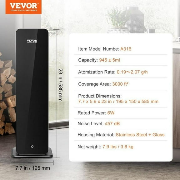 VEVOR Scent Air Machine, 950ml Bluetooth Smart Cold Air Diffuser, 3000sq.ft Waterless Essential Oil Scent Air Diffuser, Floor Standing Aromatherapy Machine for Large Room, Office, Hotel VEVOR Super