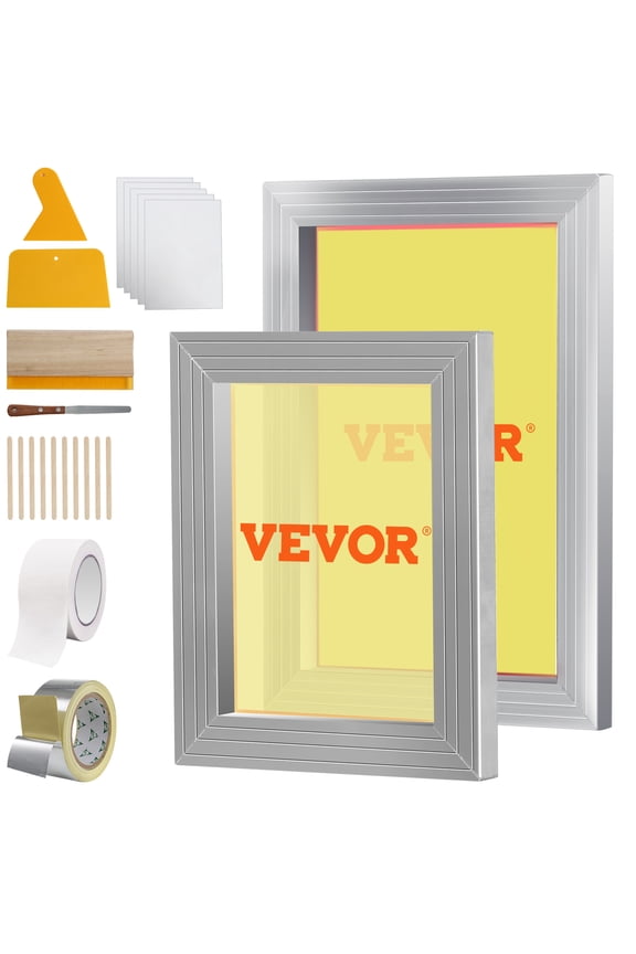 Screen Printing Kit, 2 Pieces Aluminum Silk Screen Printing Frames 8x10/10x14in 110 Count Mesh, 2 Tapes and Screen Printing Squeegees and Transparency Films for T-shirts DIY Printing