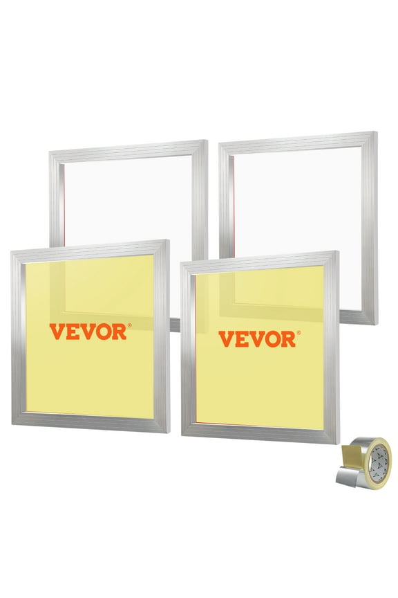 Screen Printing Kit, 4 Pieces Aluminum Silk Screen Printing Frames, 20x20inch Silk Screen Printing Frame with 110 Count Mesh, High Tension Nylon Mesh and Sealing Tape for T-shirts DIY Printing