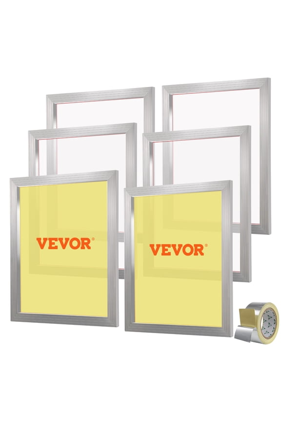 Screen Printing Kit, 6 Pieces Aluminum Silk Screen Printing Frames, 20x24inch Silk Screen Printing Frame with 110 Count Mesh,High Tension Nylon Mesh and Sealing Tape for T-shirts DIY Printing