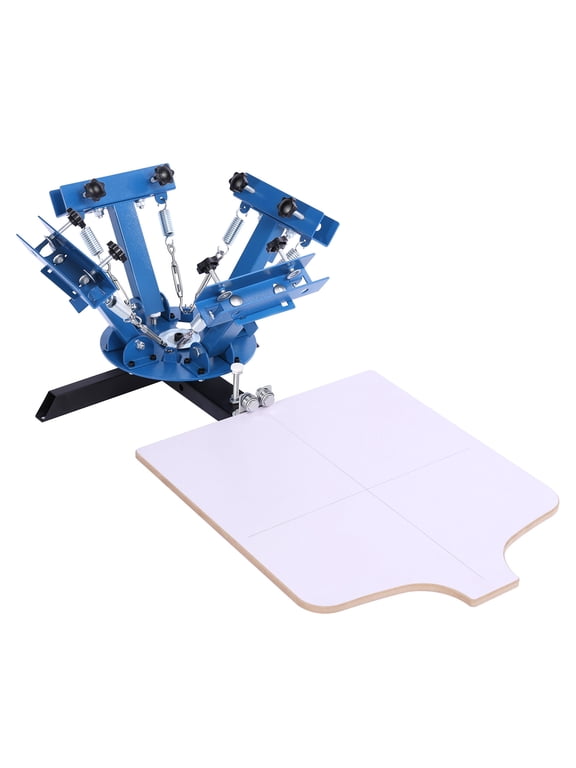Screen Printing Machine 4 Color 1 Station Silk Screen Printing Press, 21.3 x 17.7 in, 360 Rotatable, Accurate Positioning, Powder-Coated Carbon Steel, for T-shirt DIY, Home and Commercial