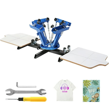 VEVOR Screen Printing Machine, 4 Color 2 Station, 360 Rotable Silk Screen Printing Press, 21.2 x 17.7in / 54 x 45cm Screen Printing Press, Dual-layer Positioning Pallet for DIY T-shirt Printing