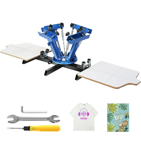 VEVOR Screen Printing Machine, 4 Color 2 Station, 360 Rotable Silk Screen Printing Press, 21.2 x 17.7in / 54 x 45cm Screen Printing Press, Dual-layer Positioning Pallet for DIY T-shirt Printing