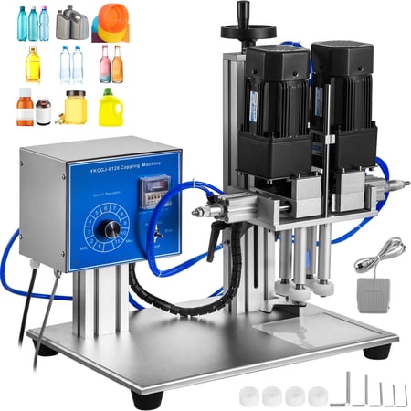 VEVOR Screw Capping Machine 16-55mm Capping Diameter, Bottle Cap Screw Capping 50-300mm Bottle Height, Screw Capper Machine Desktop, Pneumatic and Electric Capping Machine for Round Bottles
