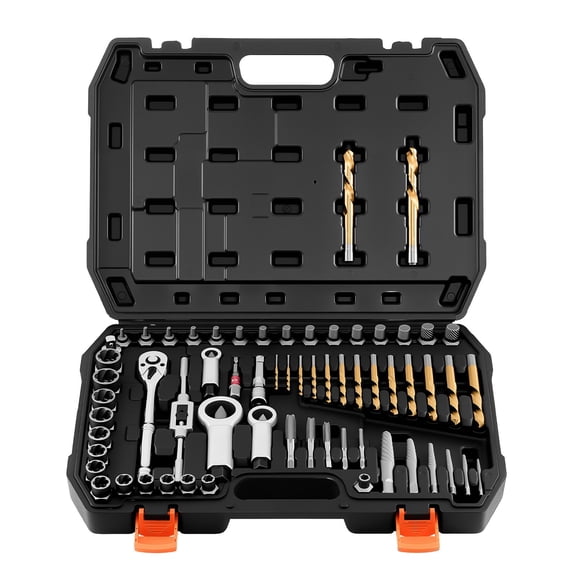 VEVOR Screw Extractor Set, 63 Pieces, with Nut and Bolt Extractors, Nut Splitters, Taps, Drill Bits, Wrenches, Adapters, and Solid Storage Case, for Removing Rounded, Broken, or Stripped Fasteners