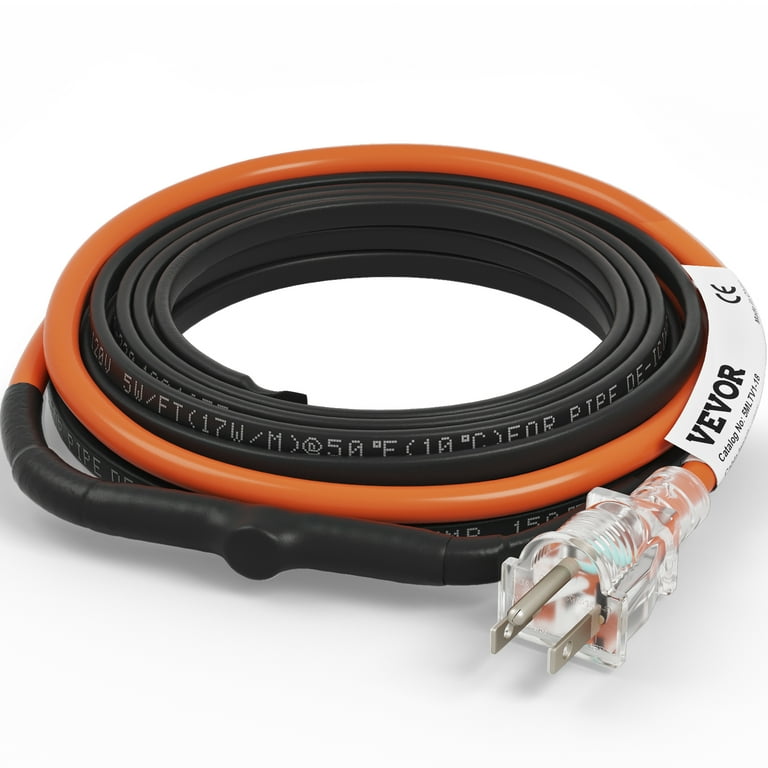 VEVOR Self-Regulating Pipe Heating Cable, 18-feet 5W/ft Heat Tape for Pipes  Freeze Protection, Protects PVC Hose, Metal and Plastic Pipe from