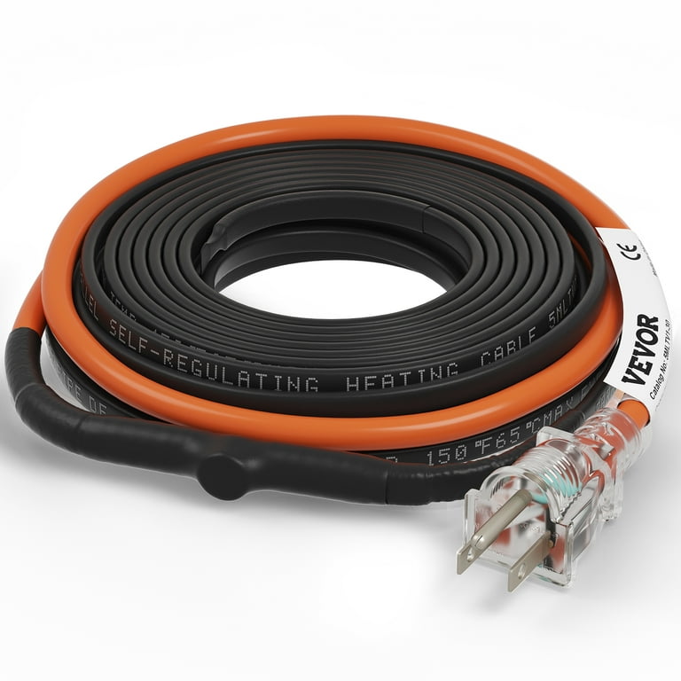 VEVOR Self-Regulating Pipe Heating Cable with Built-In Thermostat 30 Feet