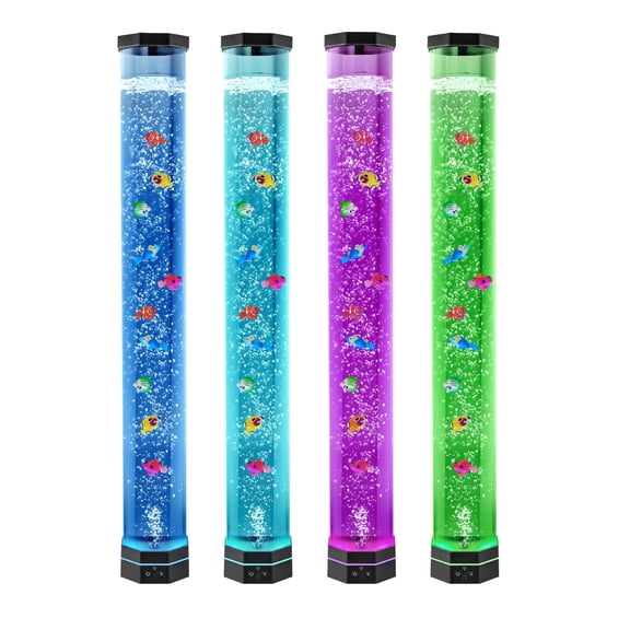 VEVOR Sensory Bubble Tube Lamp, 3.3 ft Bubble Fish Tube, Sensory Aquarium Lamp with 10 Floating Fish & 16 Color Effects, Remote Control, Stress Relief Calming Light for Bedroom Living Room H