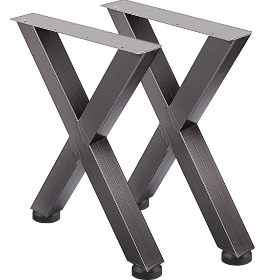 VEVOR Set of 2 Steel Table Legs, 28 Height 24 Wide, Heavy Duty 3.1" Square Box Section X Frame, Original Color Industrial Country Style Metal Dining Legs