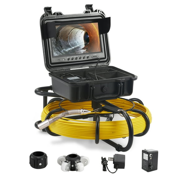 VEVOR Sewer Camera, 230 ft/70 m, 9" Screen Pipeline Inspection Camera with DVR Function, Waterproof IP68 Camera with 12 Adjustable LEDs, with a 16GB SD Card, for Sewer Line, Home