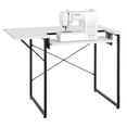 thumbnail image 1 of VEVOR Sewing Table, Multipurpose Sewing Machine Table with Foldable Side Shelf, Adjustable Shelf, Steel Legs, Computer Desk for Home, Fashion Studio, Art Studio, Educational Institution, White, 1 of 9