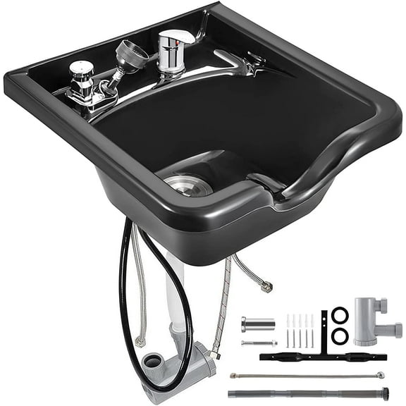 BENTISM Shampoo Bowl Sink Black ABS Plastic Salon and Spa Hair Sinks Beauty Salon Equipment for Hair Stylists