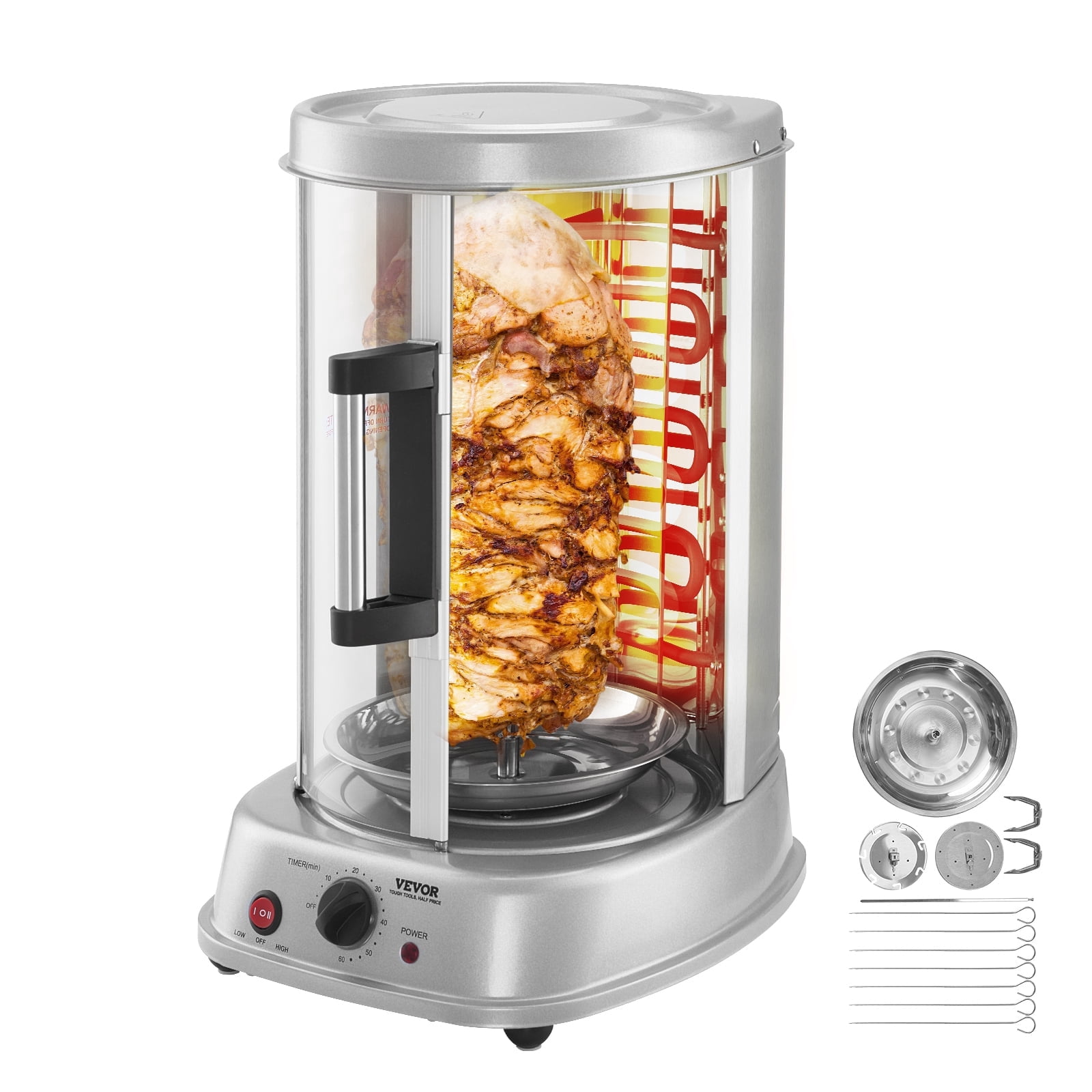 NutriChef Vertical Rotating Oven - Countertop Rotisserie & Shawarma Maker With 7 Skewers