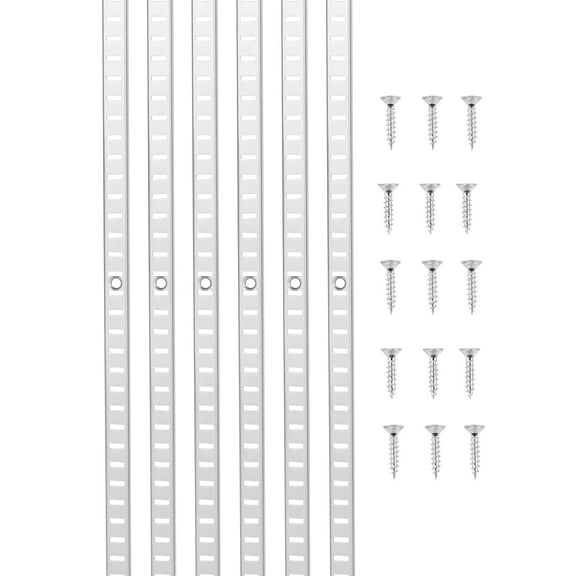 VEVOR Shelf Pilaster,72.7-inch 20 Pack, Adjustable Shelf Brackets Stainless Steel Mortise Mount Pilaster Strip Standards with 140 Screws, Suitable for Wall Shelving System Cabinet Closet Organization