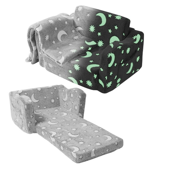 VEVOR Sherpa Fabric Glow-in-The-Dark Convertible Kid's Sofa, Gray
