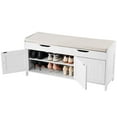 thumbnail image 1 of VEVOR Shoe Bench, 41.3 x 13.8 x 19.8 Inch Entryway Bench with Lift Top Storage and Seat Cushion, 250lbs Shoe Rack with 3 Cabinets and Height Adjustable Shelf, for Bedroom,Hallway, White + Black, 1 of 9