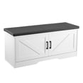 thumbnail image 1 of VEVOR Shoe Storage Bench, 39.4 x 14.0 x 18.1 Inch Shoe Organizer with Padded Seat Cushion, Entryway Bench with 2 Barn Doors and Height Adjustable Shelf, for Hallway, Living Room, Bedroom,White+Black, 1 of 9