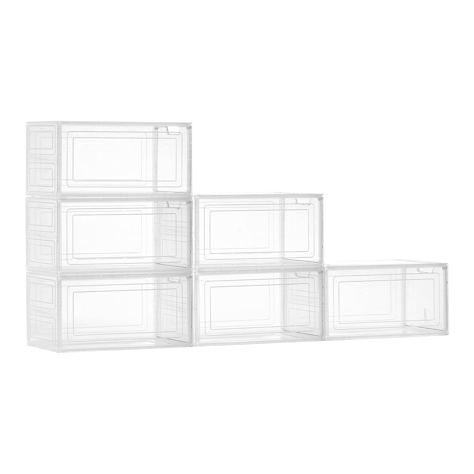 VEVOR Shoe Storage Boxes, 6 Pack Clear Stackable Shoe Boxes Storage ...