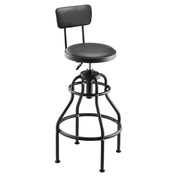 VEVOR Shop Stool with Backrest, Pneumatic Garage Seat/Work Stool with 300 lbs Capacity, Adjustable Height Roller Creeper Seat, 360° Swivel Padded Workshop Stool