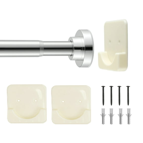 VEVOR Shower Curtain Rod,28-76 Inches, 1 Inch Diameter Adjustable Spring Tension Stainless Steel Telescoping Rod with Holders, No Drilling Non-Slip for Bathroom, Closet, Window, Room Divider, Silver