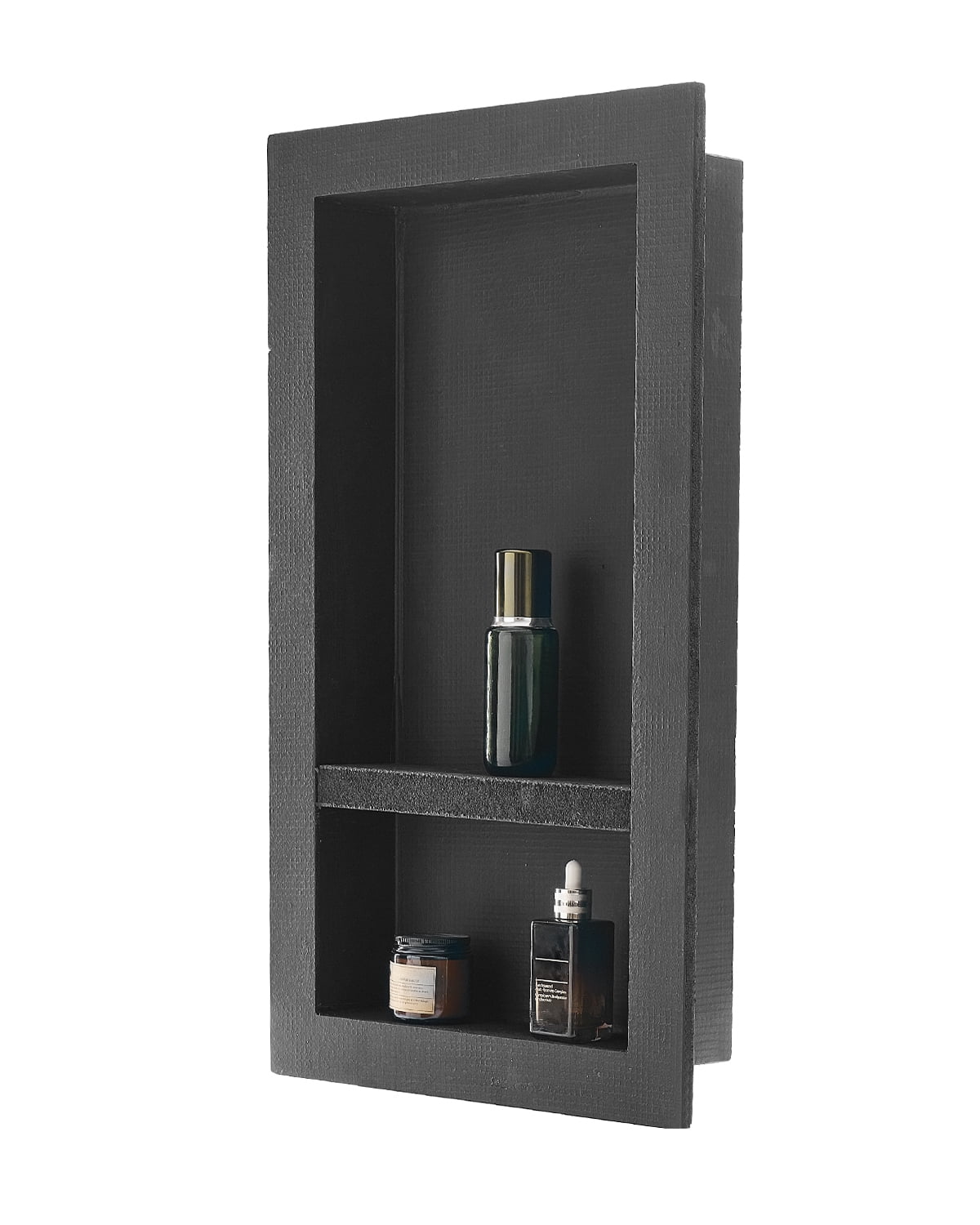 VEVOR Shower Niche, 16 x 28 x 4 inch Recessed Wall Niche with Movable Divider Shelf, Modern Soap & Shampoo Storage Organizer, Square Corners, Sealed Waterproof Design, Black for Bathroom Shower